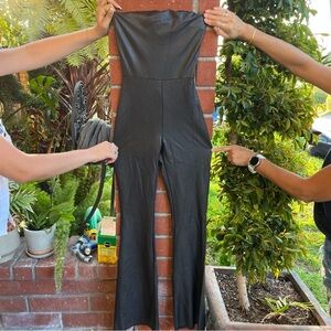 Naked Wardrobe Flared Jumpsuit Leather Sz XS